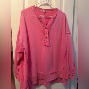 Peach Love California Pink Button-Up Sweatshirt